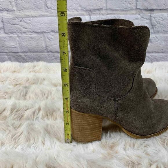 Splendid Murietta Brown Leather Suede Stacked Heel Booties Size 7.5 - Picture 8 of 8